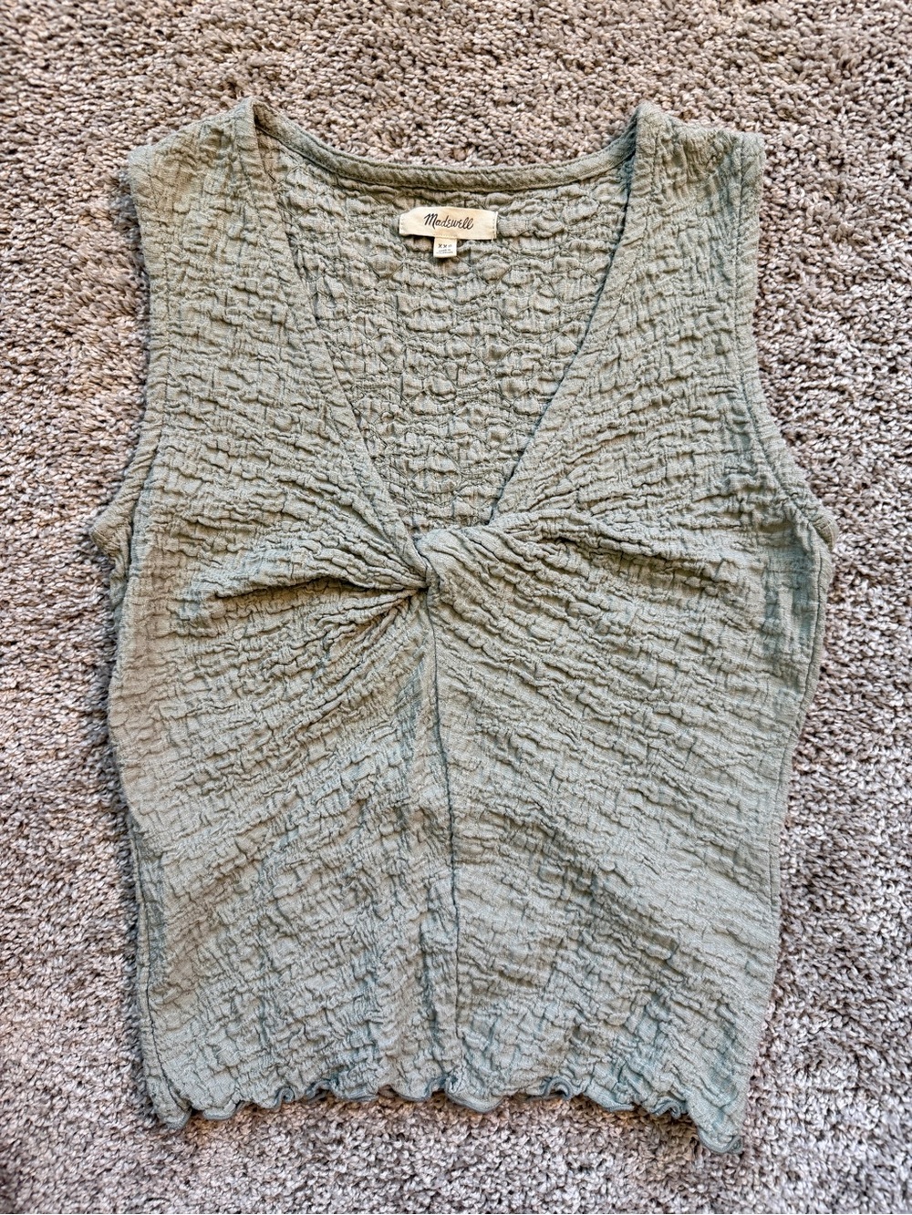Madewell Popcorn-Knit Twist-Front Sleeveless Top Forgotten Landscape Size XXS